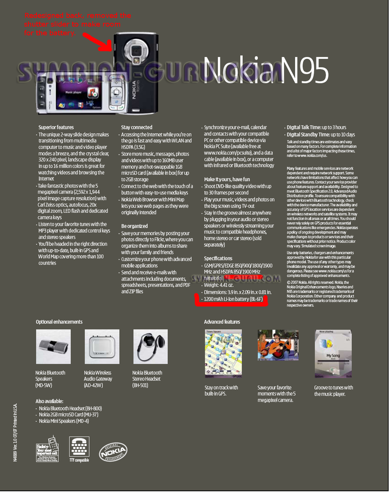 Illustration for article titled More US 3G N95 Details: Bigger, Badder, Blacker